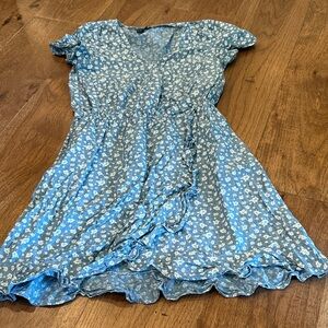 J Crew Floral Chambray Faux Wrap Dress